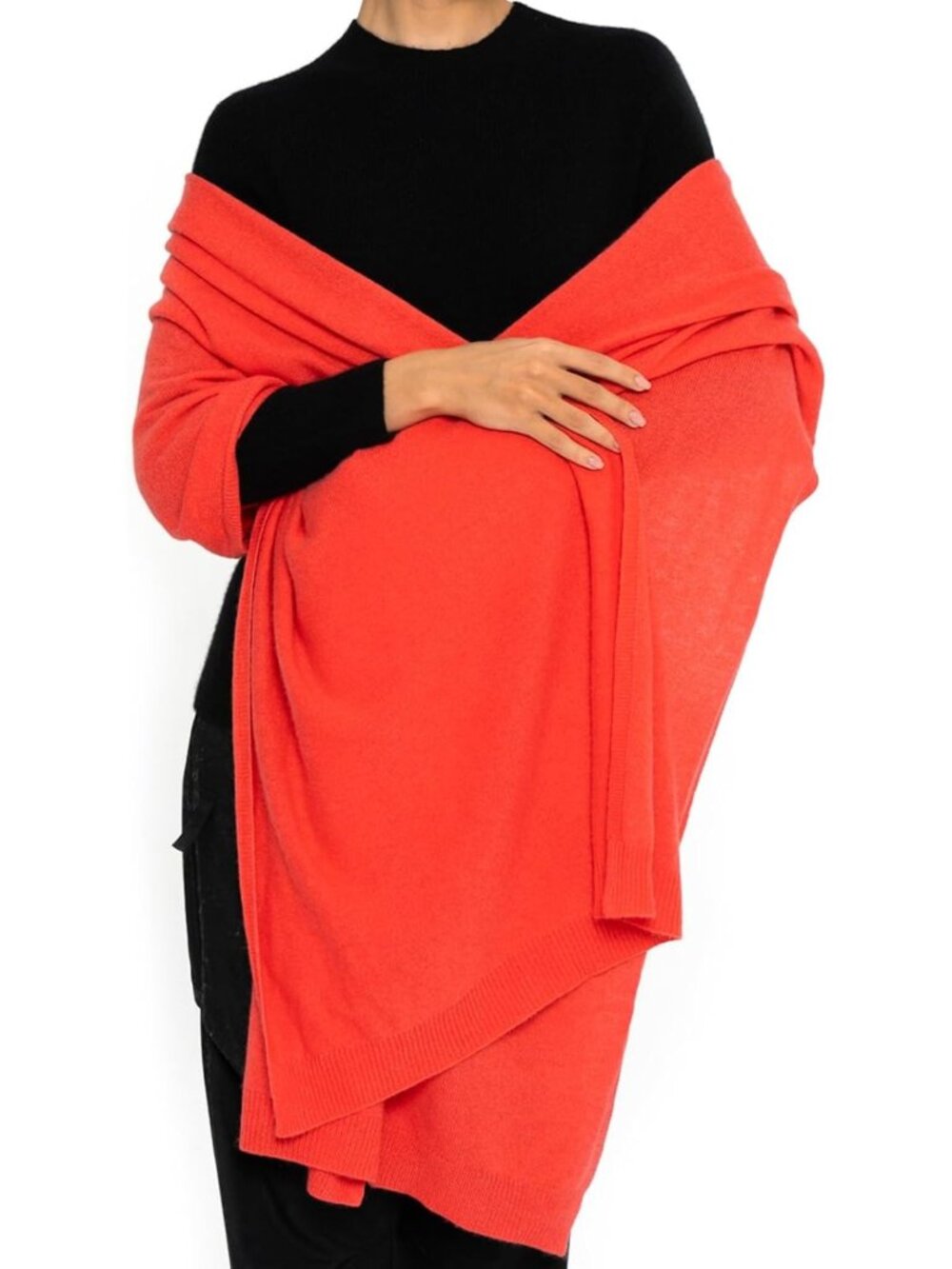 Ultra Soft Cashmere Wool Oversized Shawl Wrap - Solid Color Pashmina Scarf with